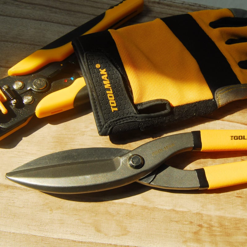 TOOLMAK Tin Snips 10 Inch Straight Pattern Tinners Snips with Comfort Grip Sheet Metal Cutting Shears Heavy Duty - Image 4